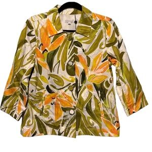 Joseph A Size 10 Women's Floral Blazer - Green and Orange boho cottagecore